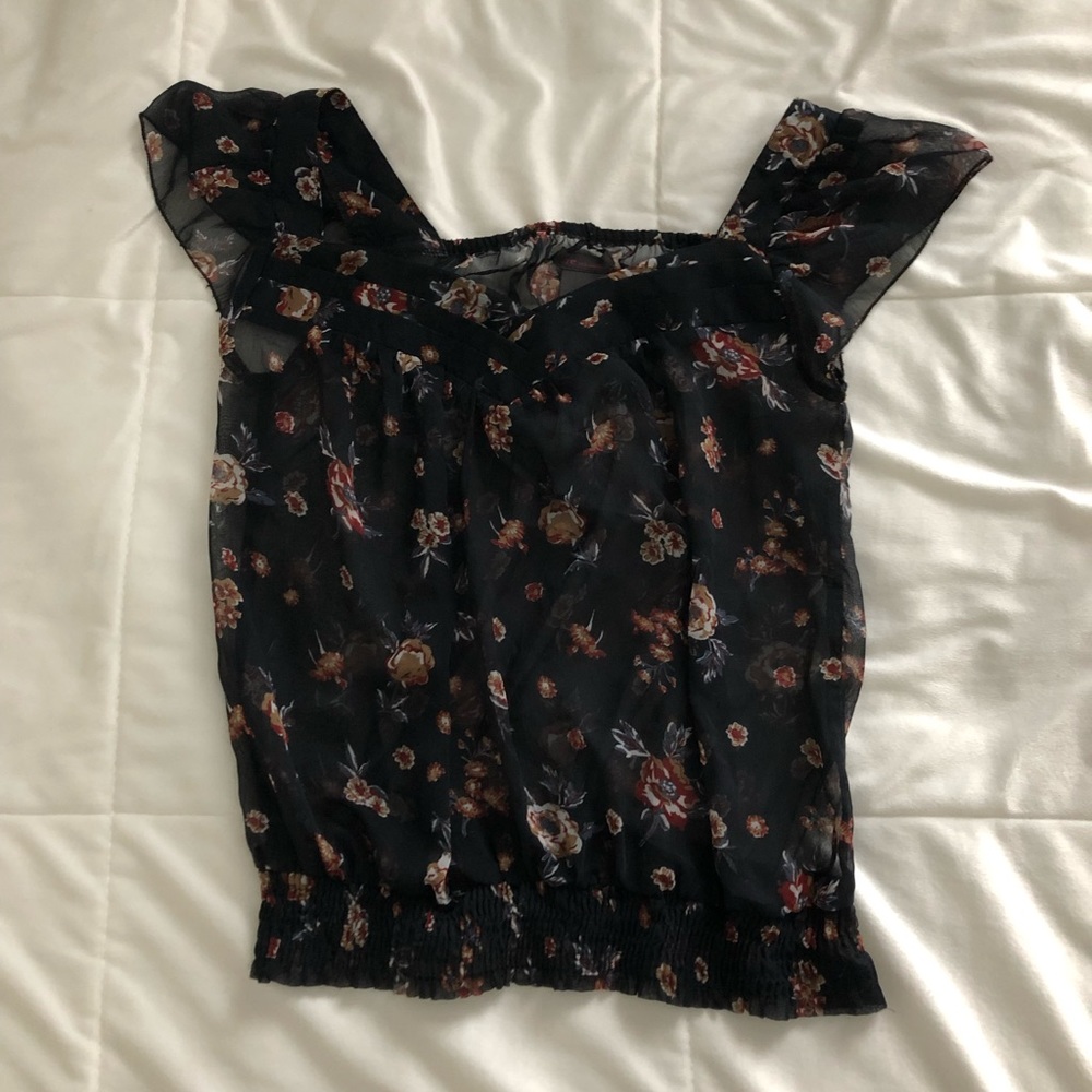 Cute Sheer Flowery Blouse
